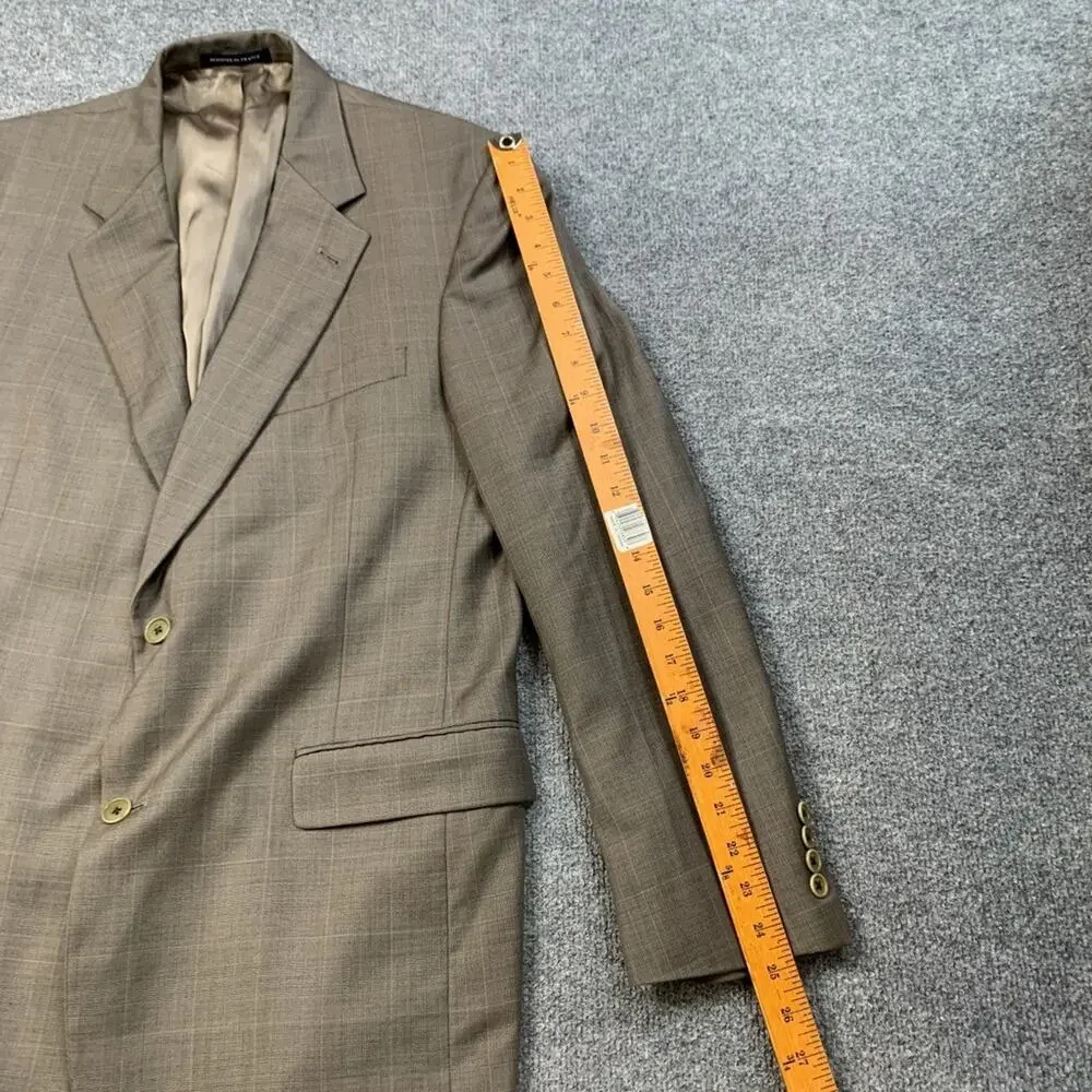 Daniel‎ Cremieux Blazer Mens 41R Pewter Wool Plaid Lined Notch Loro Piana Fabric